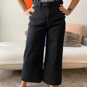 Madewell Wide Leg High Waisted Black Demin Pants